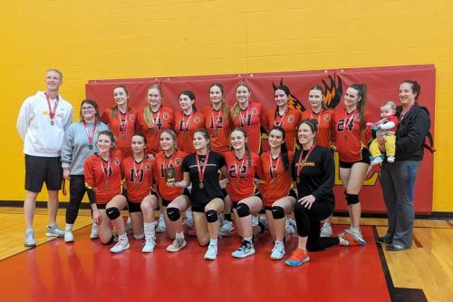SHS Eagles pose with their gold medals after winning every game in the EOSSAA tournament.